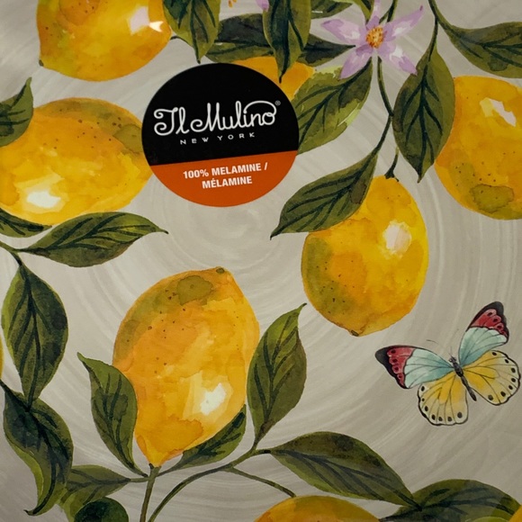 Il Mulino Lemons Melamine Square Dinner Plates - Set of 4 - Picture 3 of 7